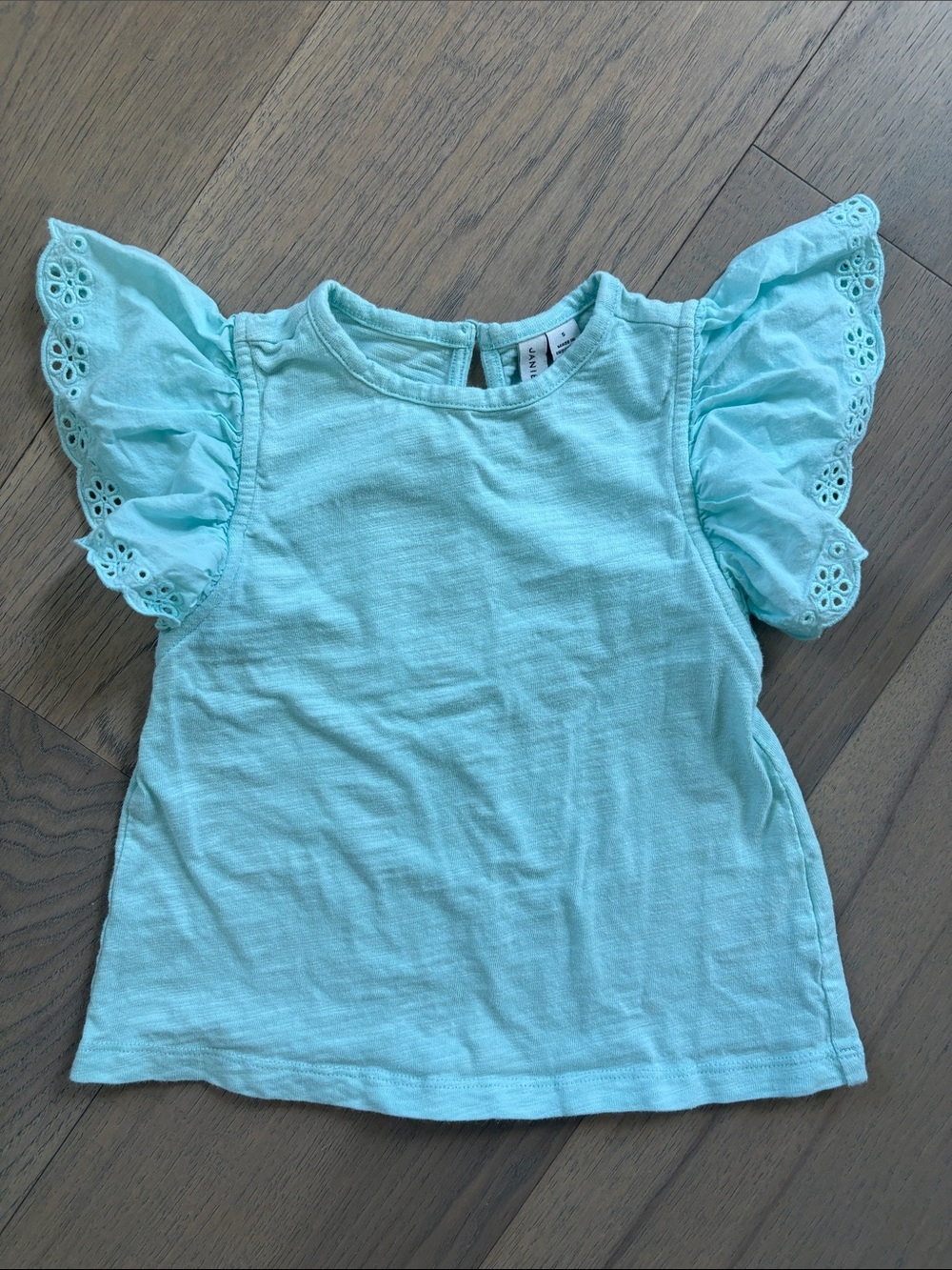 Janie and Jack Light Mint Eyelet Flutter Sleeve Top